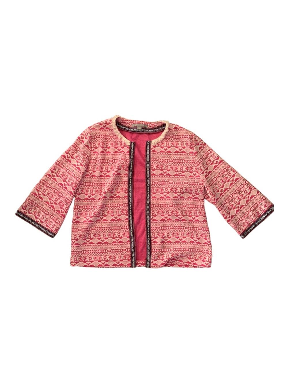 Valerie stevens pink southwestern print boho open front cardigan woman’s large